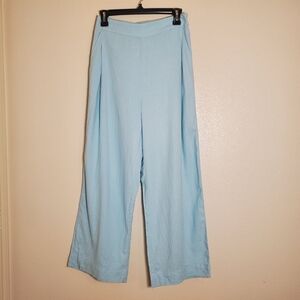 Madewell Pull-On Straight Crop Pant Straight Leg Linen Blend  Light Blue Size 2
